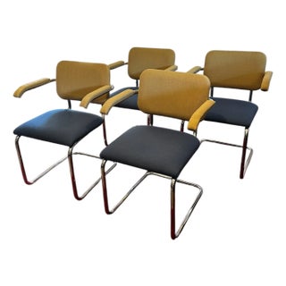 Marcel Breuer for Knoll Cesca Dining Arm Chairs For Sale