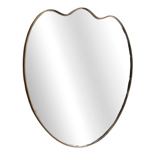 Vintage Italian Wall Mirror with Brass Frame in the style of Gio Ponti, 1960s For Sale