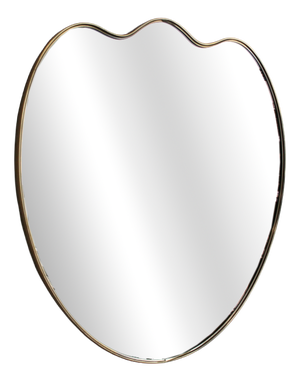 Vintage Italian Wall Mirror with Brass Frame in the style of Gio Ponti, 1960s