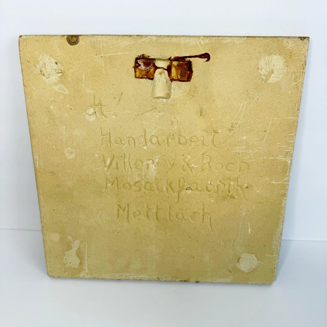 VERY RARE Vintage Handarbeit Mettlach Villeroy & Boch Ceramic Lady w Banjo Plate / Tile Signed on back. EXTREMELY RARE and...