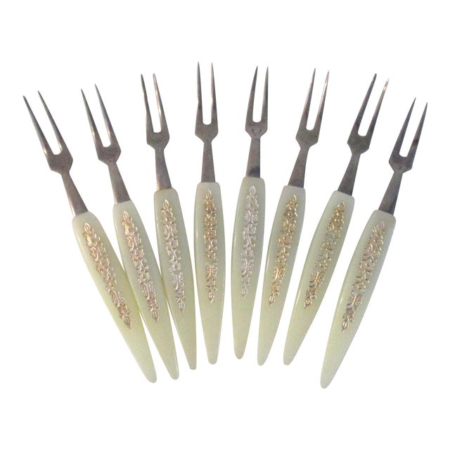 1960s Midcentury Gold Floral Cocktail Forks Set of 8 Chairish