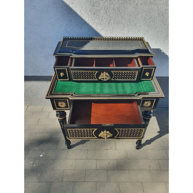 Napoleon III Ebonized Ladys Writing Desk, 1860s For Sale - Image 11 of 12