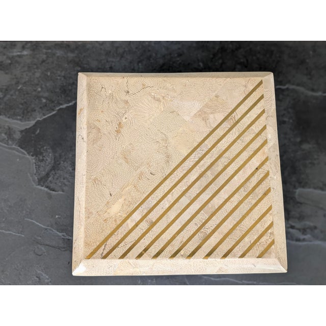 Metal Vintage Casa Bique Tessellated Stone and Brass Box For Sale - Image 7 of 12