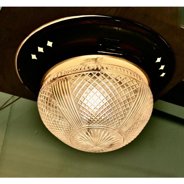 Huge art deco ceiling light from an early passenger liner a wonderful piece, heavy hand cut crystal and brass ceiling...