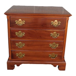 Statton Chippendale Style Cherry 4 Drawer Nightstand For Sale