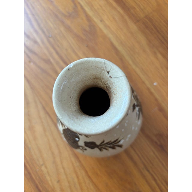 Chinese Antique Chinese Cizhou Kiln Hand-Painted Bird Vase - 7" For Sale - Image 3 of 10