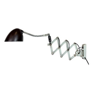 Industrial Green Scissor Wall Lamp from Elektroinstala, 1960s For Sale