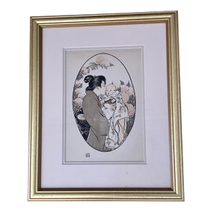 Exquisite Helen Hyde Engraving ,Mother & Child, Woman Artist of San Francisco Art Institute.