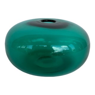 Vintage Art Glass Green Bowl For Sale