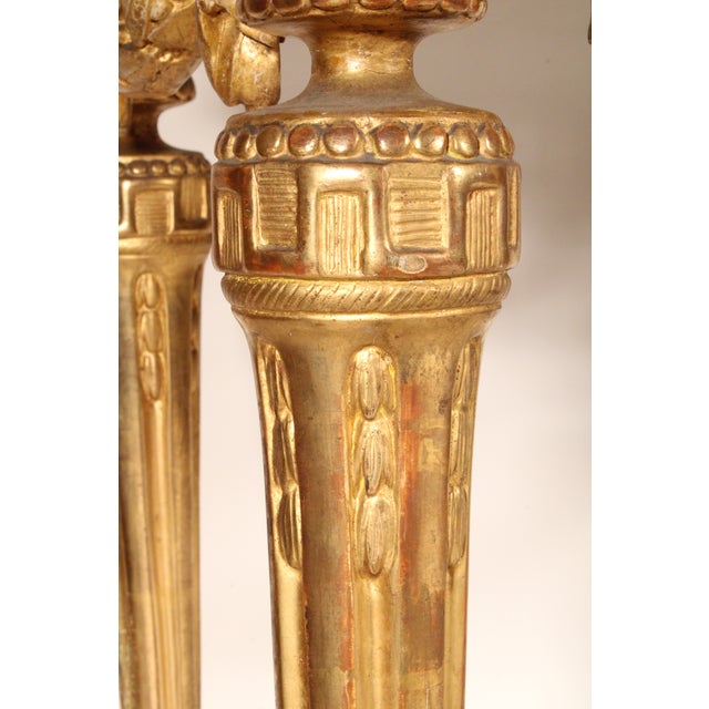 Antique Continental Louis XVI Style Gilt Wood Marble Top Console Table For Sale - Image 11 of 14