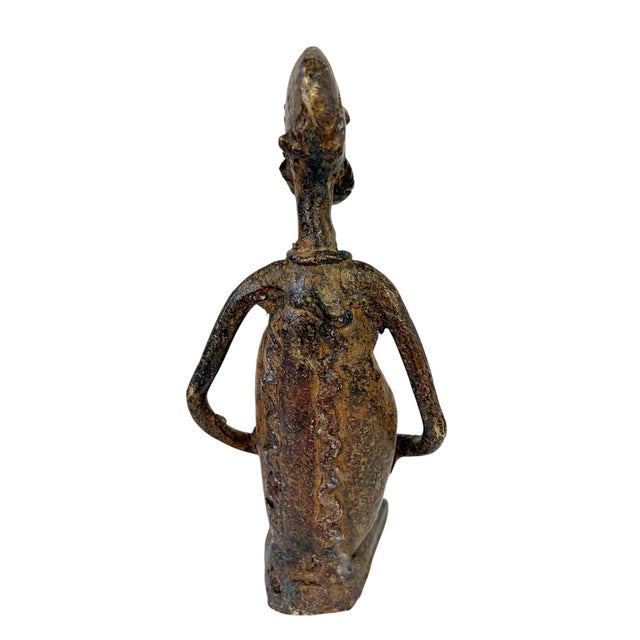 Metal Vintage African Dogon Bronze Figure of a Seating Male Mali 5" H For Sale - Image 7 of 7