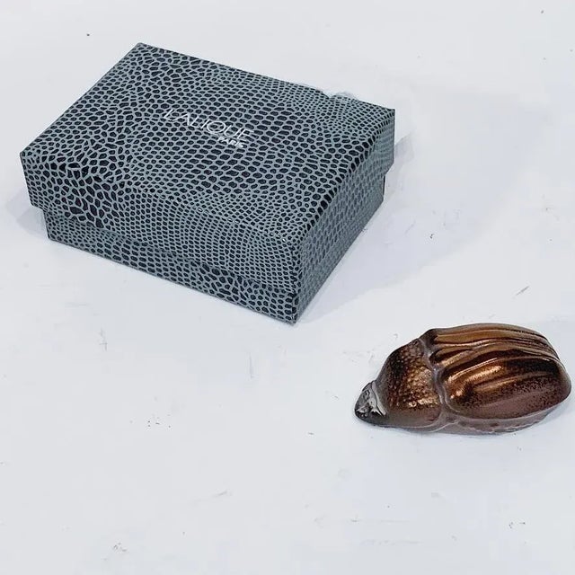 Traditional Mid 20th Century Lalique Egyptian Revival Scarabs in Boxes - a Pair For Sale - Image 3 of 7