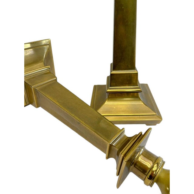 Empire Style Neoclassical Brass Column Table Lamps, 1950s, Set of 2 For Sale - Image 9 of 15