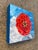 Contemporary Zinnia Sky by Alexandrea Pangburn | Acrylic paint on wood panel Red zinnia flower against a blue sky. For Sale - Image 3 of 4