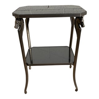 Mid 20th Century French Cast Steel Horse Head Table With Black Granite For Sale
