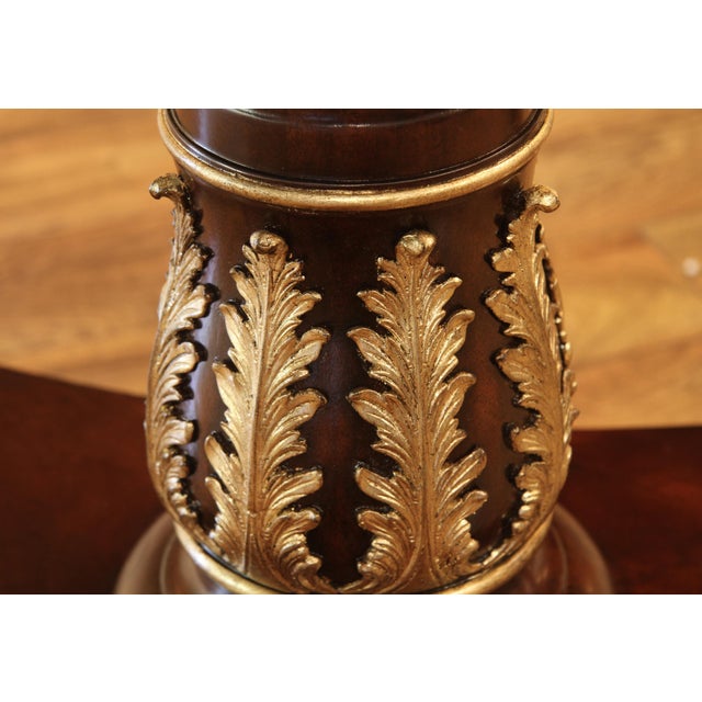 Large and Robust Neoclassical Mahogany Dining Table With Gold Leaf. New American Finish, Immaculate For Sale - Image 13 of 17