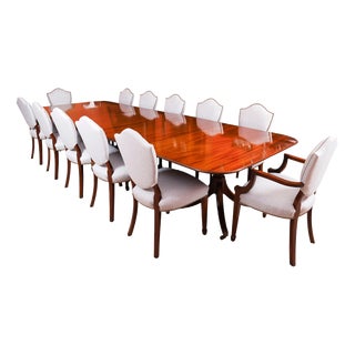Vintage Dining Table and Chairs by William Tillman, 1980s, Set of 13 For Sale