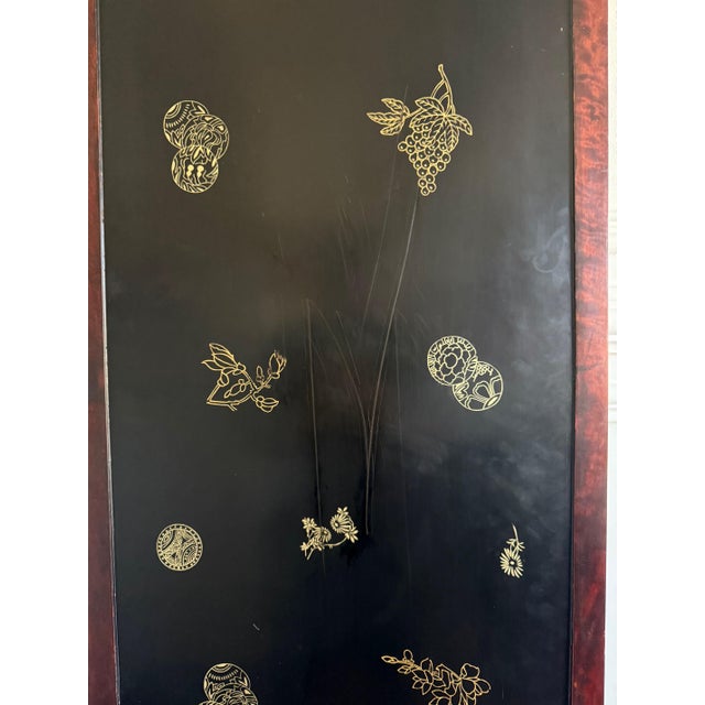 Chinese Lacquered Wood Folding Floor Screen with Gemstone Inlays For Sale - Image 18 of 18