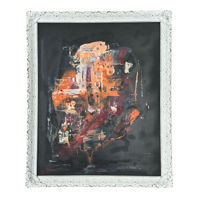 Vintage Original Abstract Oil Painting on Canvas For Sale