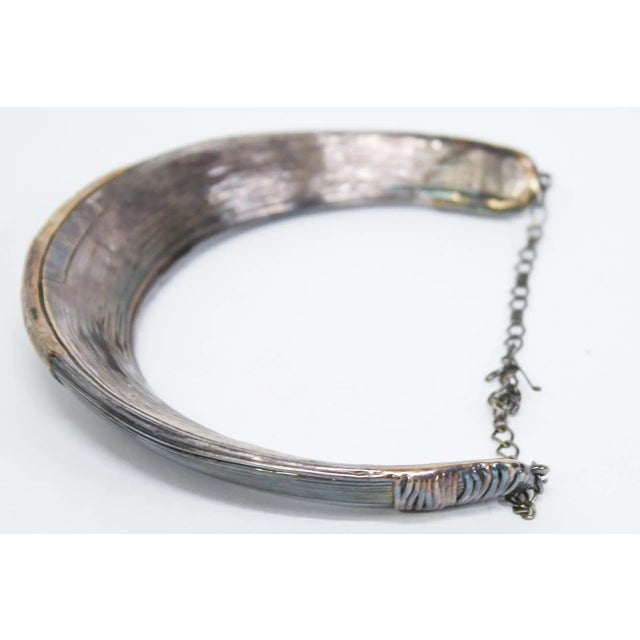 Modern Sterling Silver-Wrapped Silver Choker Necklace For Sale - Image 3 of 4