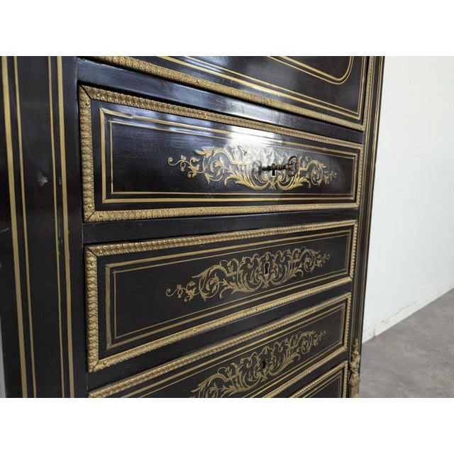 Napoleon III Lady's Writing Desk in Blackened Lacquered Wood For Sale - Image 12 of 13