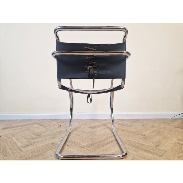 1950s Leather and Chrome MR20 Chair by Mies Van Der Rohe for Thonet, 1950s For Sale - Image 5 of 7