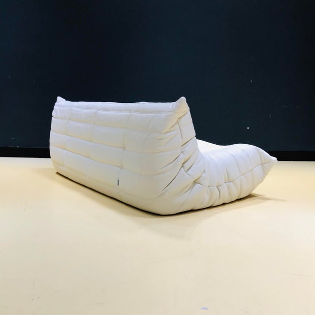 French Togo Sofa in Off-White Cow Leather by Michel Ducaroy for Ligne Roset, 1970s For Sale - Image 6 of 10