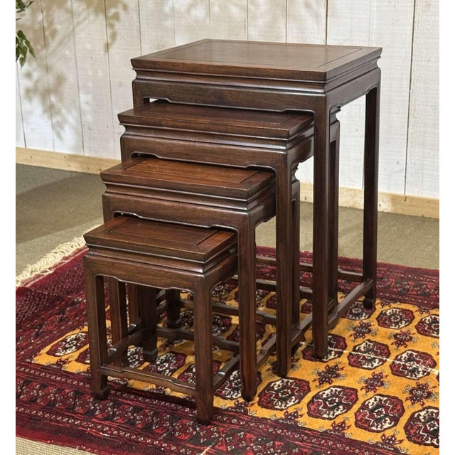 Nesting Mahogany Tables, 1970s, Set of 4 For Sale - Image 13 of 14