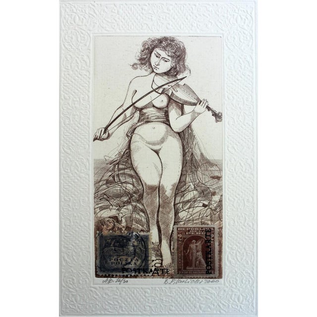 Bogdan Pikulicki, Violinist, Print and Collage on Paper, 2000 For Sale - Image 4 of 6