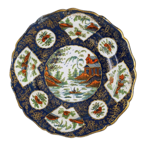 18th Century Early Worcester First Period Porcelain Dish Dr. Wall Powder Blue Mock Chinese Mark