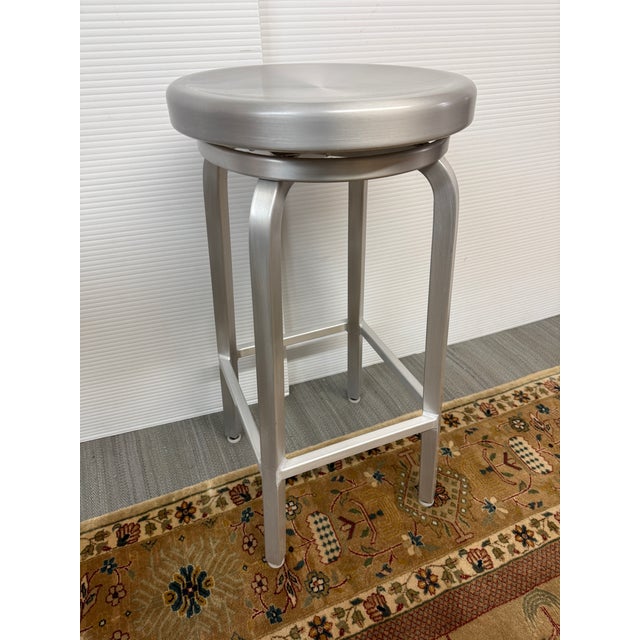 Transitional Crate & Barrel Swivel Bar Stools, Pair For Sale - Image 3 of 12