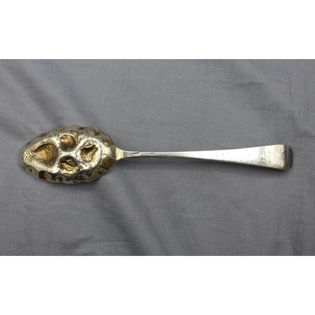 18th Century Circa 1727-1760 English George II Sterling Silver and Gold Wash Pair of Tablespoons For Sale - Image 5 of 11
