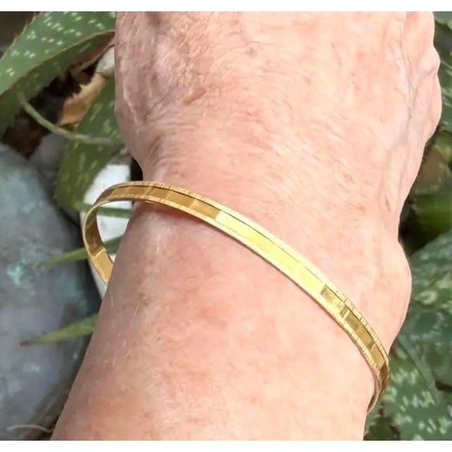 Metal 14k Gold Bangle Bracelet Vintage For Sale - Image 7 of 8