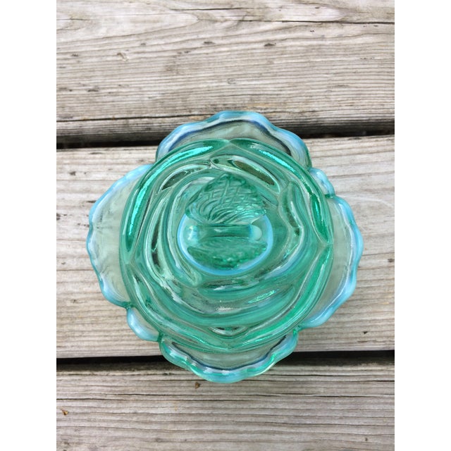 Fenton Green Glass Lidded Candy Dish Chairish