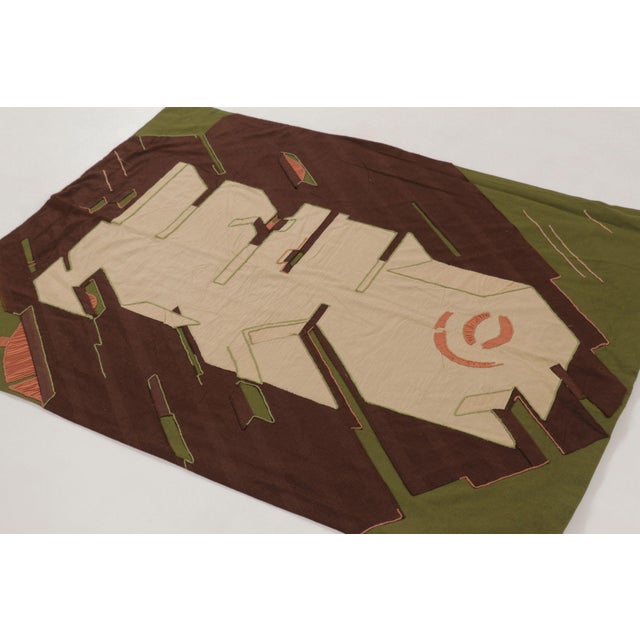Textile Rug & Kilim’s Contemporary Tapestry With Geometric Patchwork in Black & Beige For Sale - Image 7 of 10