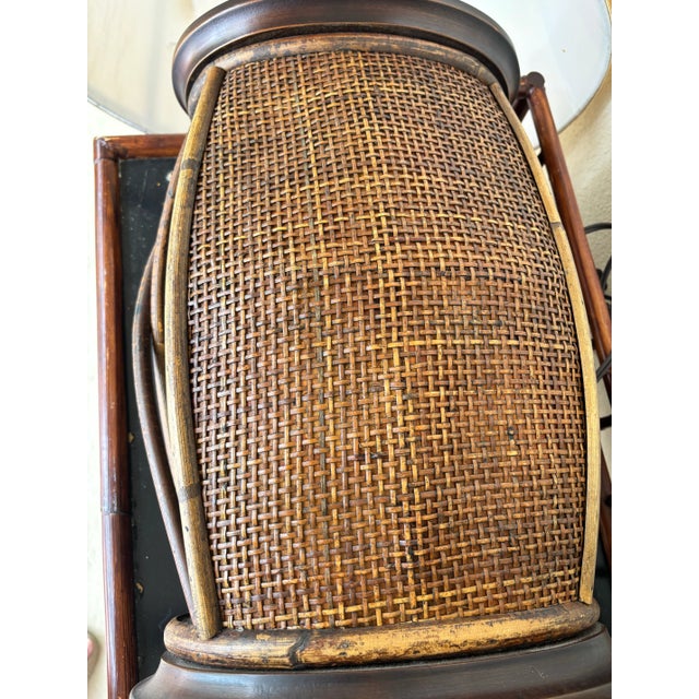 1990s Set of 2 Large Rattan and Wicker Table Lamps. Natural Boho or Contemporary Feel. For Sale - Image 5 of 7