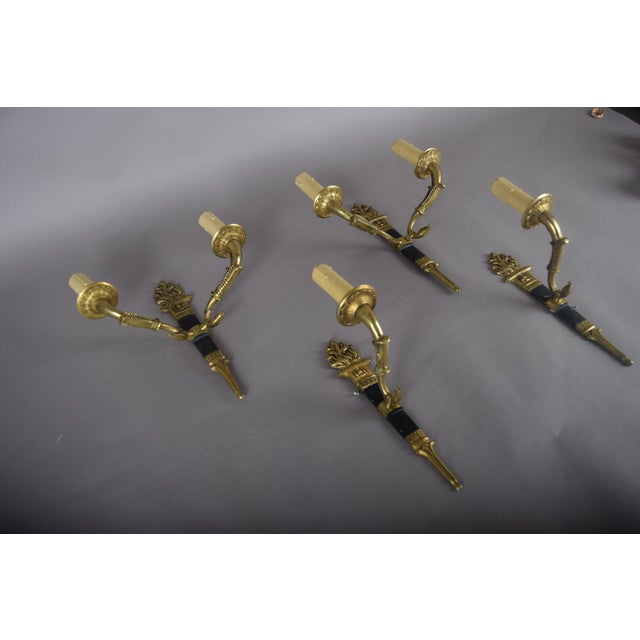 Ornate Brass Torch Wall Sconces, 1950s, Set of 4 For Sale - Image 6 of 18