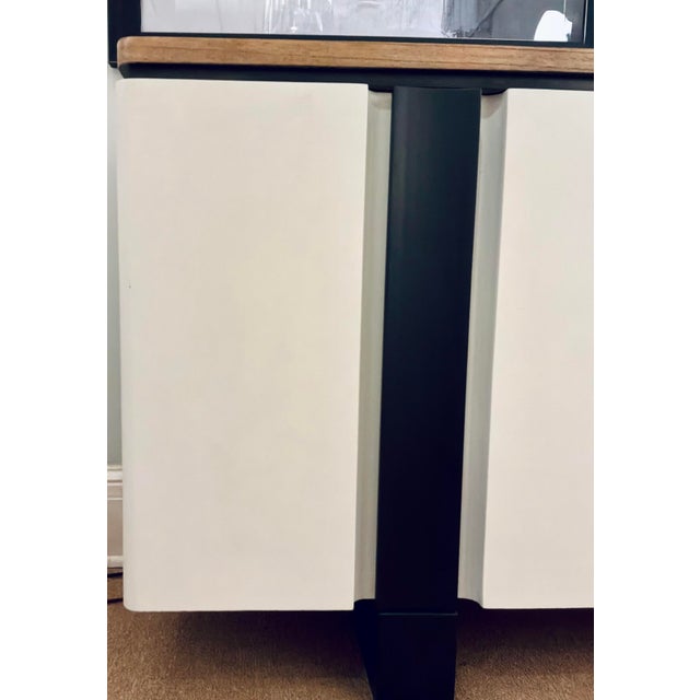 Stylish Modern Sienna, Black, and White Sideboard, four doors, four shelves, showroom floor sample