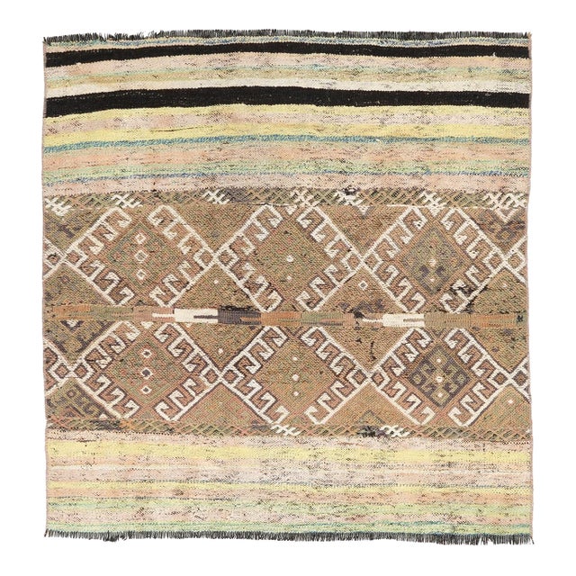 Vintage Turkish Small Kilim Rug - 3`4″ X 3`9″ For Sale