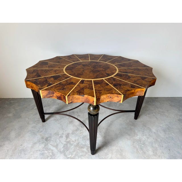 Mid-Century Modern 1980’s Vintage Maitland Smith - Style Coastal Tessellated Coconut Shell Top Sculptural DiningAAA Table For Sale - Image 3 of 12