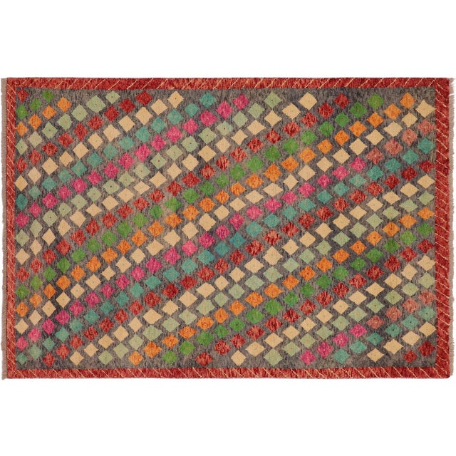 Shabby Chic Balochi Gray/Red Wool Rug - 4'2''x6'1'' For Sale - Image 10 of 11