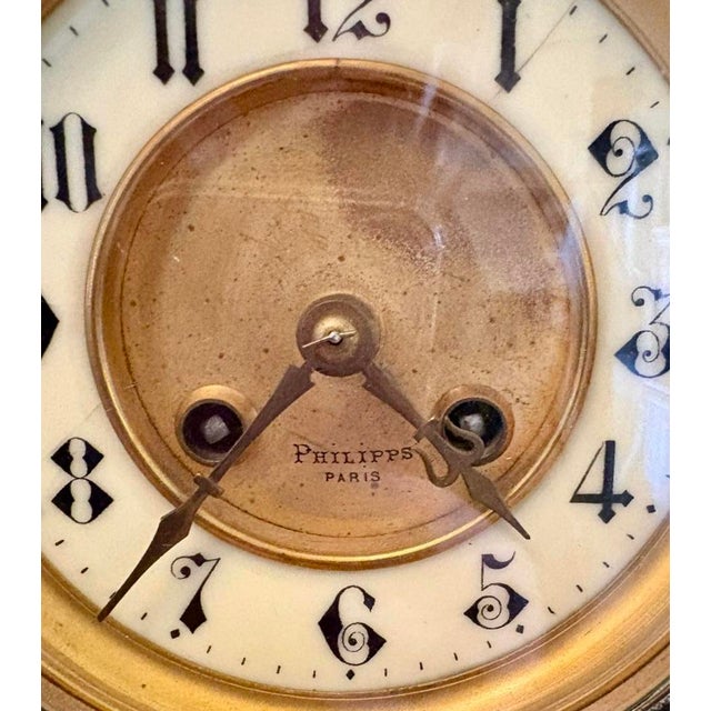 Large Antique Victorian Marble Mantel Clock from Philippes, 1860 For Sale - Image 11 of 15