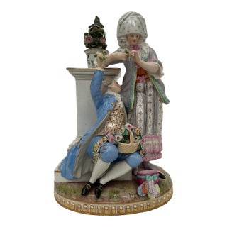 Meissen Porcelain Courting Couple Romantic Gallant Scene For Sale