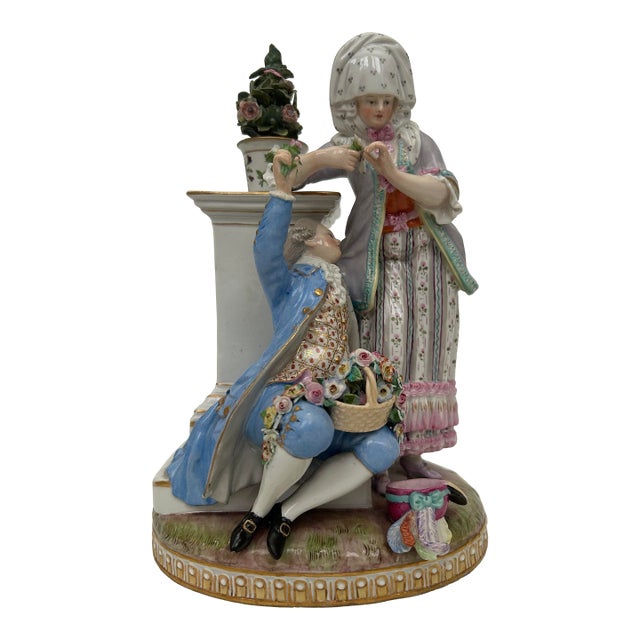 Meissen Porcelain Courting Couple Romantic Gallant Scene For Sale