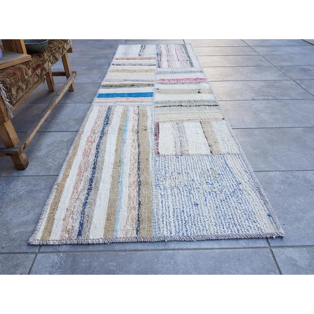 Mid 20th Century Turkish Stripe Kilim Runner For Sale - Image 6 of 9