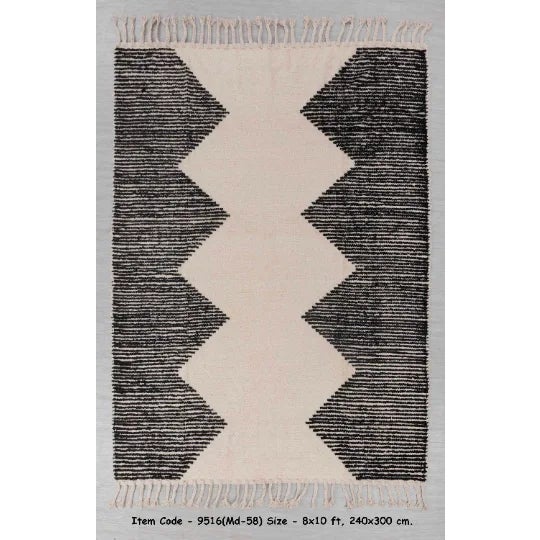 2020s Black Natural Cotton Handwoven Boho Rug 9x12Ft. For Sale - Image 10 of 11