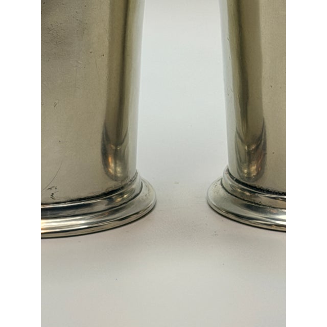 Handsome pair of Italian pewter tumblers by MATCH Pewter, handcrafted by La Bottega del Peltro / Giorgio Tabellini....