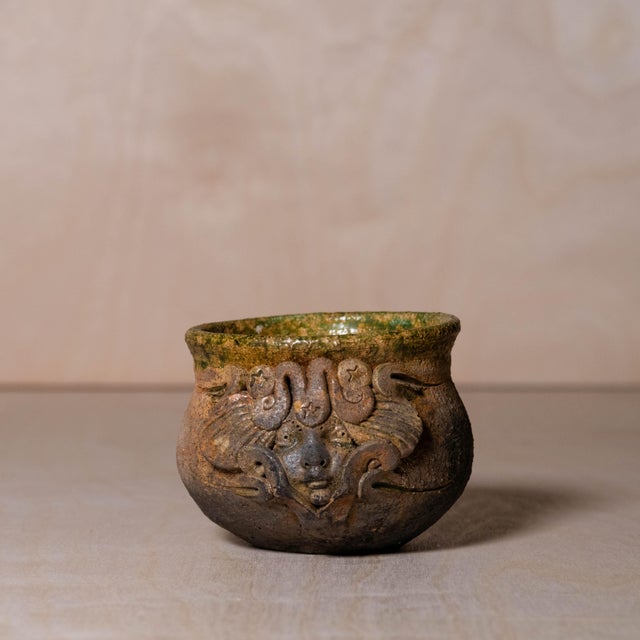 Vintage Studio Pottery Ceramic Bowl With Ethereal Face Signed by Artist Maria This handmade bowl combines modern...