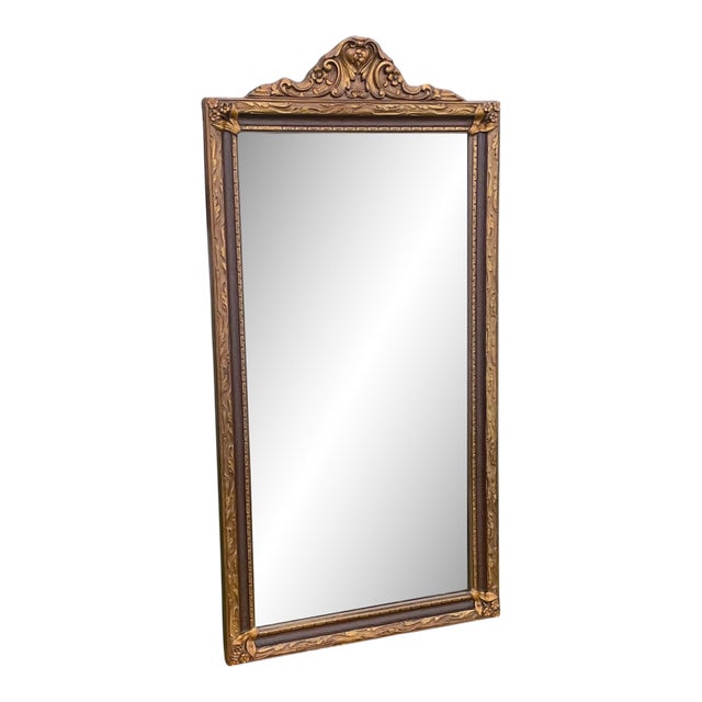 Antique Hand Carved Gold Gilt Framed Mirror W/Floral Motifs For Sale
