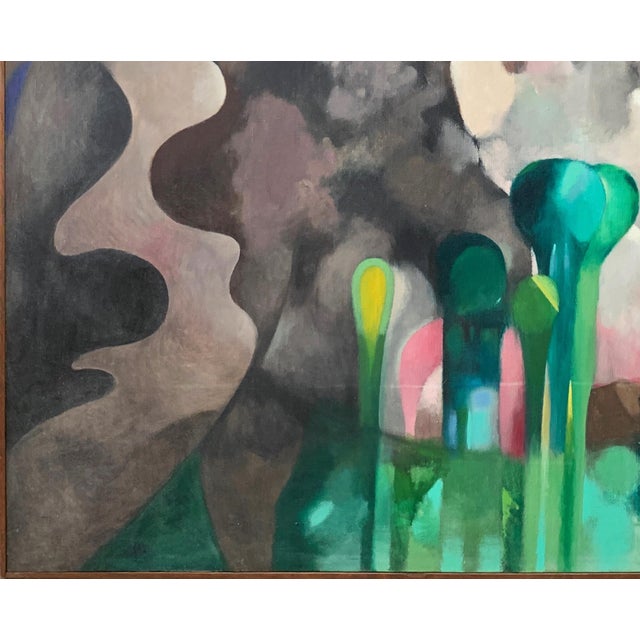 1988 "Utopia" Oil on Canvas Abstract Painting Renowned Illustrator Bill Shields For Sale - Image 4 of 6